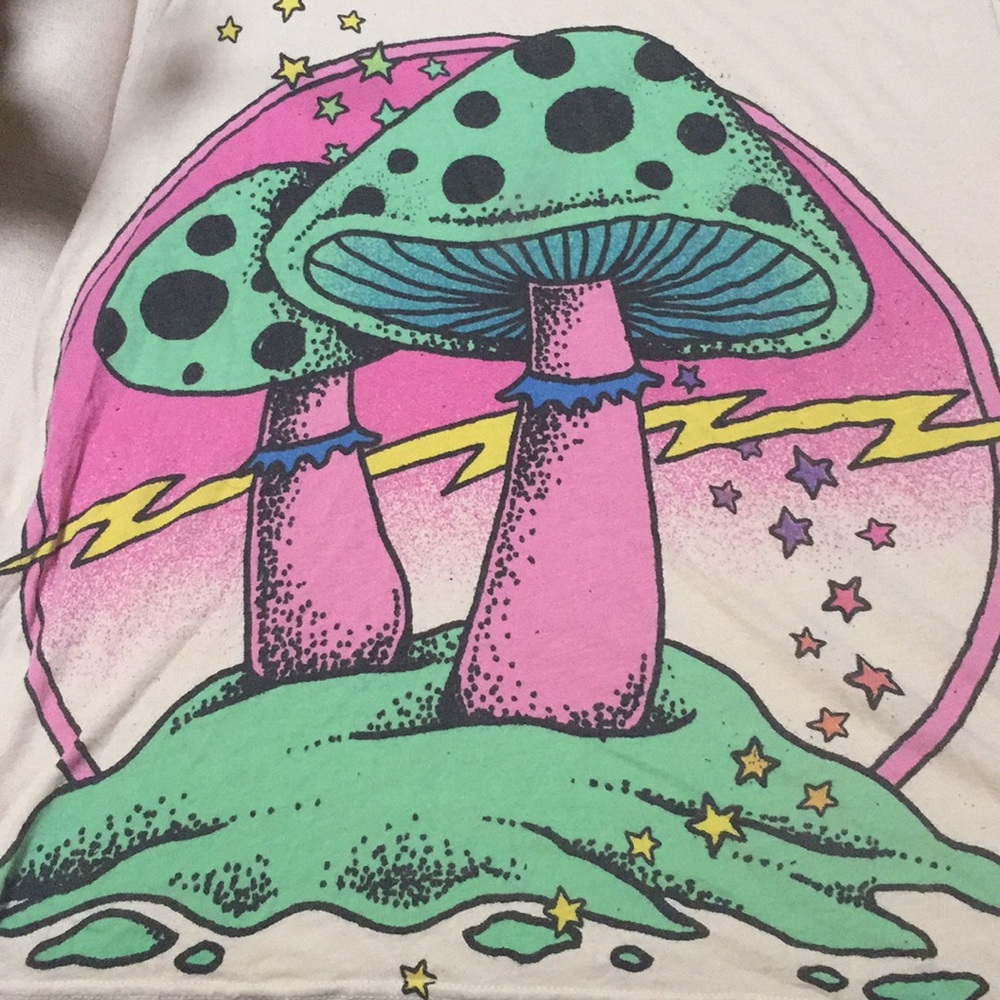 Truly Madly Deeply muscle tank with shroom art